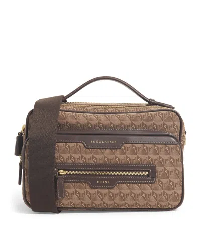 Anya Hindmarch Jacquard Multi Pocket Cross-body Bag In Brown