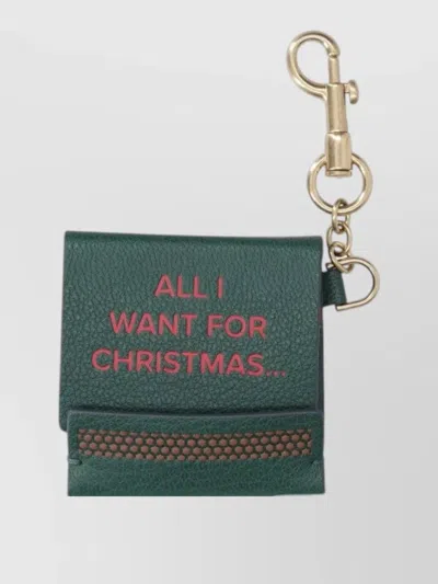 Anya Hindmarch Key Holder Wallet Print Foldover Flap In White