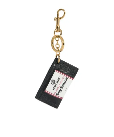 Anya Hindmarch Kikkoman Leather Keychain In Black