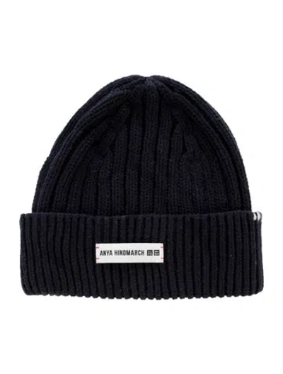 Pre-owned Anya Hindmarch Knitted Beanie In Black