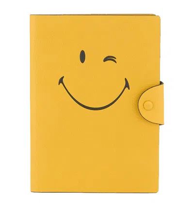 Anya Hindmarch Leather A5 Wink Journal In Yellow