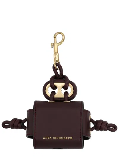 Anya Hindmarch Leather Bag Charm With Clip In Brown