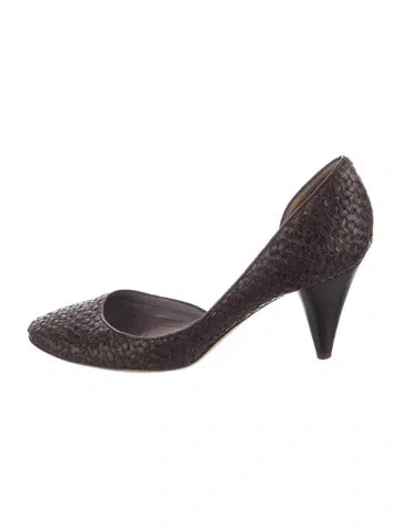 Pre-owned Anya Hindmarch Leather Braided Accents D'orsay Pumps In Brown