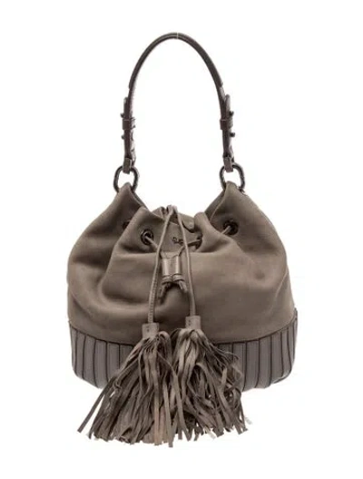 Pre-owned Anya Hindmarch Leather Bucket Bag In Gray
