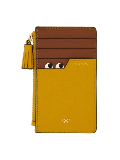 Anya Hindmarch Leather Card Holder In Beige
