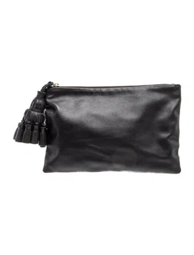 Pre-owned Anya Hindmarch Leather Clutch In Black