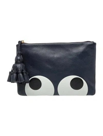 Pre-owned Anya Hindmarch Leather Clutch In Blue