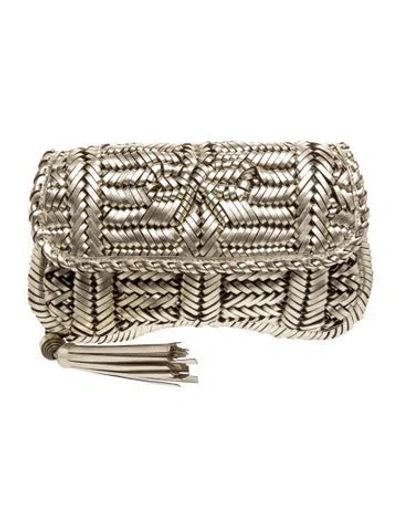 Pre-owned Anya Hindmarch Leather Clutch In Gold/metallic