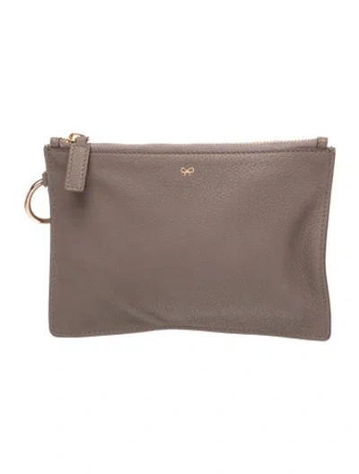 Pre-owned Anya Hindmarch Leather Clutch In Gray