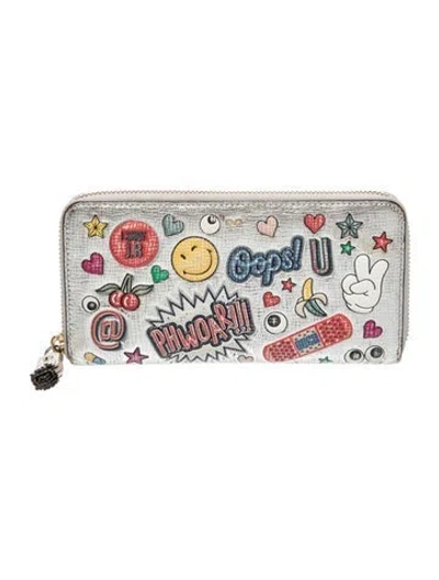 Pre-owned Anya Hindmarch Leather Clutch In Metallic/silver