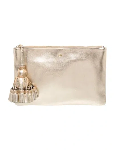 Pre-owned Anya Hindmarch Leather Clutch In Neutral