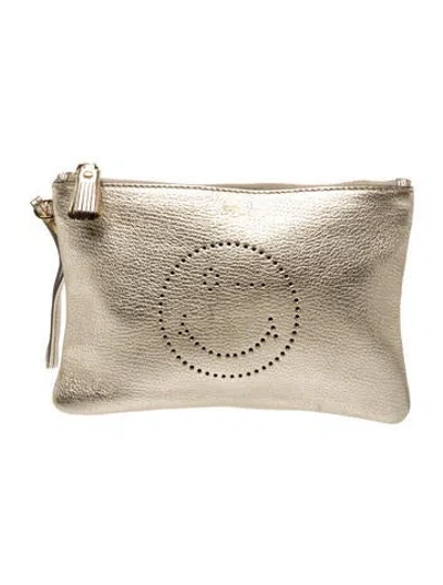 Pre-owned Anya Hindmarch Leather Clutch In Neutral