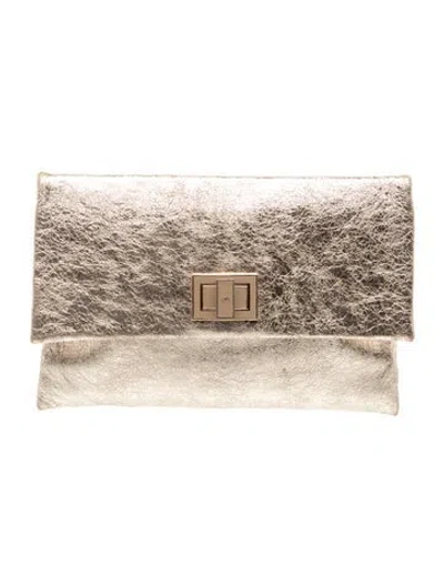 Pre-owned Anya Hindmarch Leather Clutch In Neutral