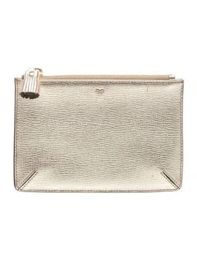 Pre-owned Anya Hindmarch Leather Clutch In Neutrals