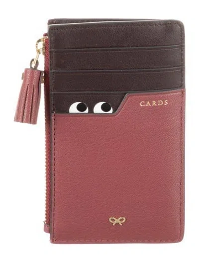 Pre-owned Anya Hindmarch Leather Colorblock Pattern Wallet In Green