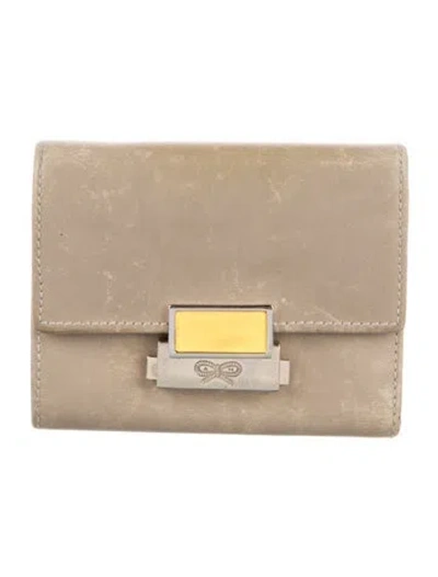 Pre-owned Anya Hindmarch Leather Compact Wallet In Green