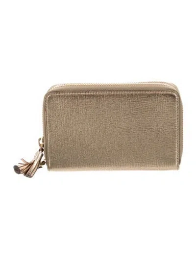 Pre-owned Anya Hindmarch Leather Continental Wallet In Gold