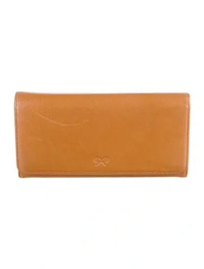 Pre-owned Anya Hindmarch Leather Continental Wallet In Neutral