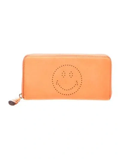 Pre-owned Anya Hindmarch Leather Continental Wallet In Orange