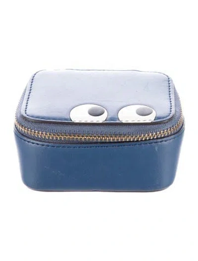 Pre-owned Anya Hindmarch Leather Cosmetic Bag In Blue