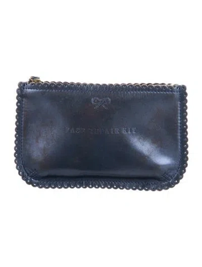 Pre-owned Anya Hindmarch Leather Cosmetic Bag In Blue