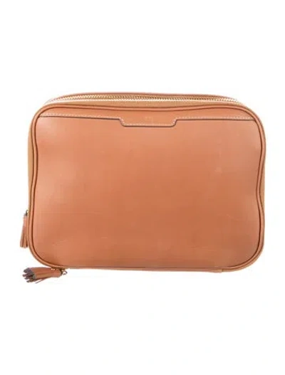 Pre-owned Anya Hindmarch Leather Cosmetic Bag. In Brown
