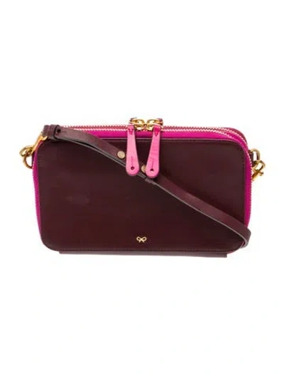 Pre-owned Anya Hindmarch Leather Crossbody Bag In Burgundy