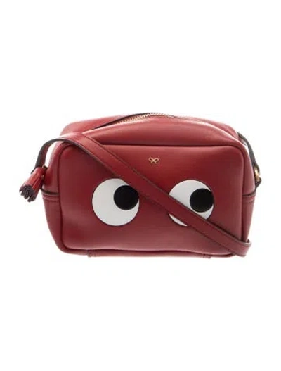 Pre-owned Anya Hindmarch Leather Crossbody Bag In Burgundy