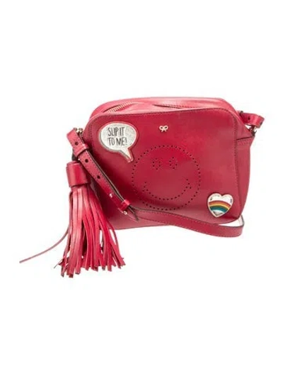 Pre-owned Anya Hindmarch Leather Crossbody Bag In Red