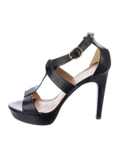Pre-owned Anya Hindmarch Leather Gladiator Sandals In Black