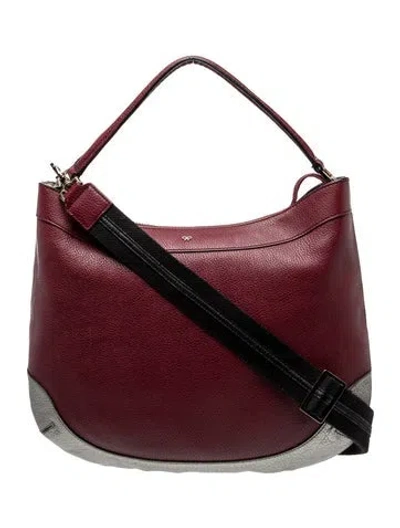 Pre-owned Anya Hindmarch Leather Hobo In Burgundy