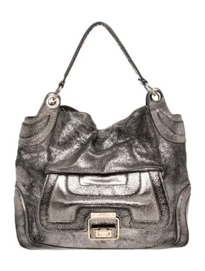 Pre-owned Anya Hindmarch Leather Hobo In Metallic/silver
