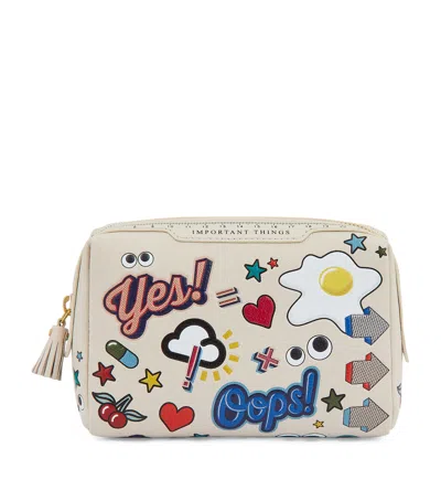 Anya Hindmarch Leather Important Things Pouch In Grey