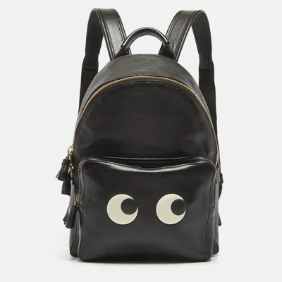 Anya Hindmarch Leather Mini Eyes Backpack In Black