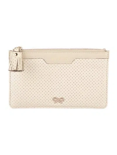 Pre-owned Anya Hindmarch Leather Patterned Card Holder In Neutrals