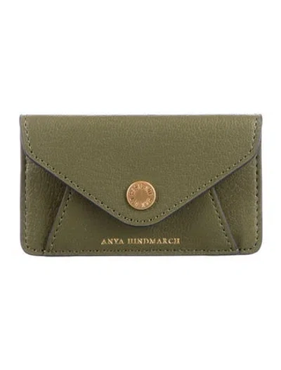 Pre-owned Anya Hindmarch Leather Pouch In Green