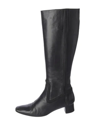 Pre-owned Anya Hindmarch Leather Riding Boots In Black