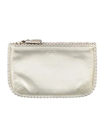 Pre-owned Anya Hindmarch Leather Scalloped Comestics Bag In Gold