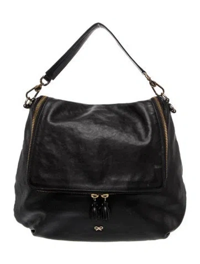 Pre-owned Anya Hindmarch Leather Shoulder Bag In Black
