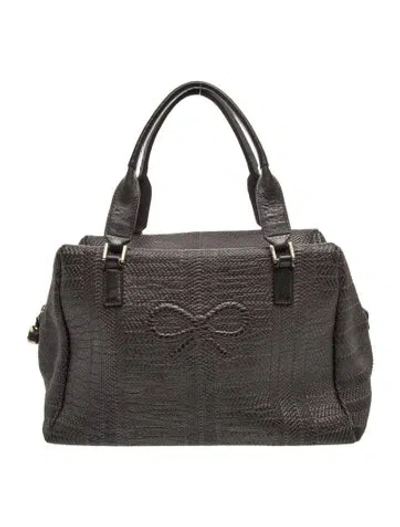 Pre-owned Anya Hindmarch Leather Shoulder Bag In Gray