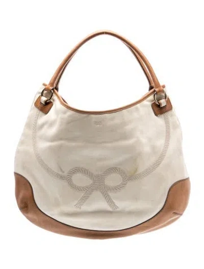 Pre-owned Anya Hindmarch Leather Shoulder Bag In Neutrals