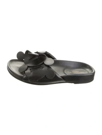 Pre-owned Anya Hindmarch Leather Slides In Black