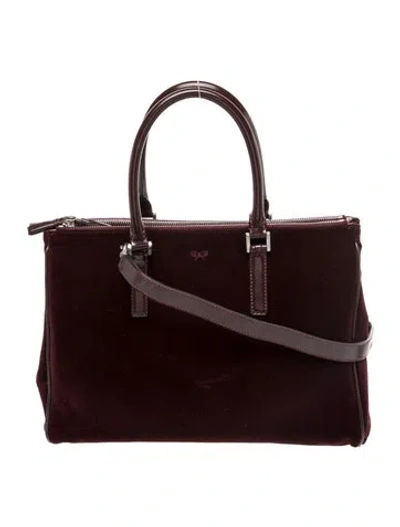 Pre-owned Anya Hindmarch Leather Top Handle Bag In Burgundy