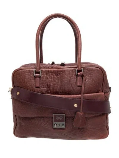 Pre-owned Anya Hindmarch Leather Top Handle Bag In Burgundy