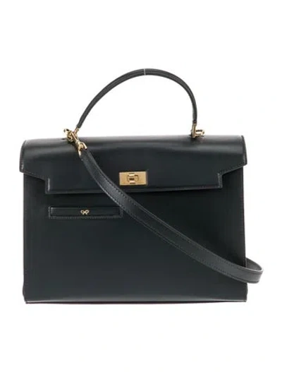 Pre-owned Anya Hindmarch Leather Top Handle Bag In Green