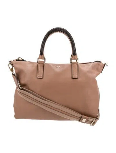 Pre-owned Anya Hindmarch Leather Top Handle Bag In Neutral