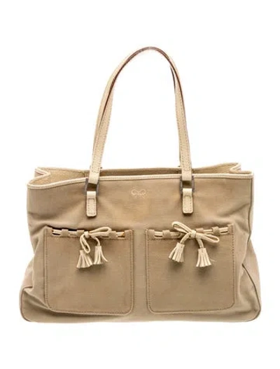 Pre-owned Anya Hindmarch Leather Top Handle Bag In Neutral