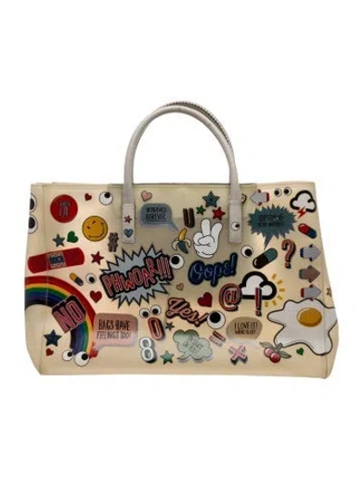 Pre-owned Anya Hindmarch Leather Top Handle Bag In Neutral