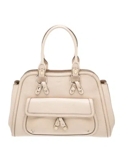 Pre-owned Anya Hindmarch Leather Top Handle Bag In Neutrals