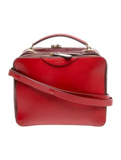 Pre-owned Anya Hindmarch Leather Top Handle Bag In Red